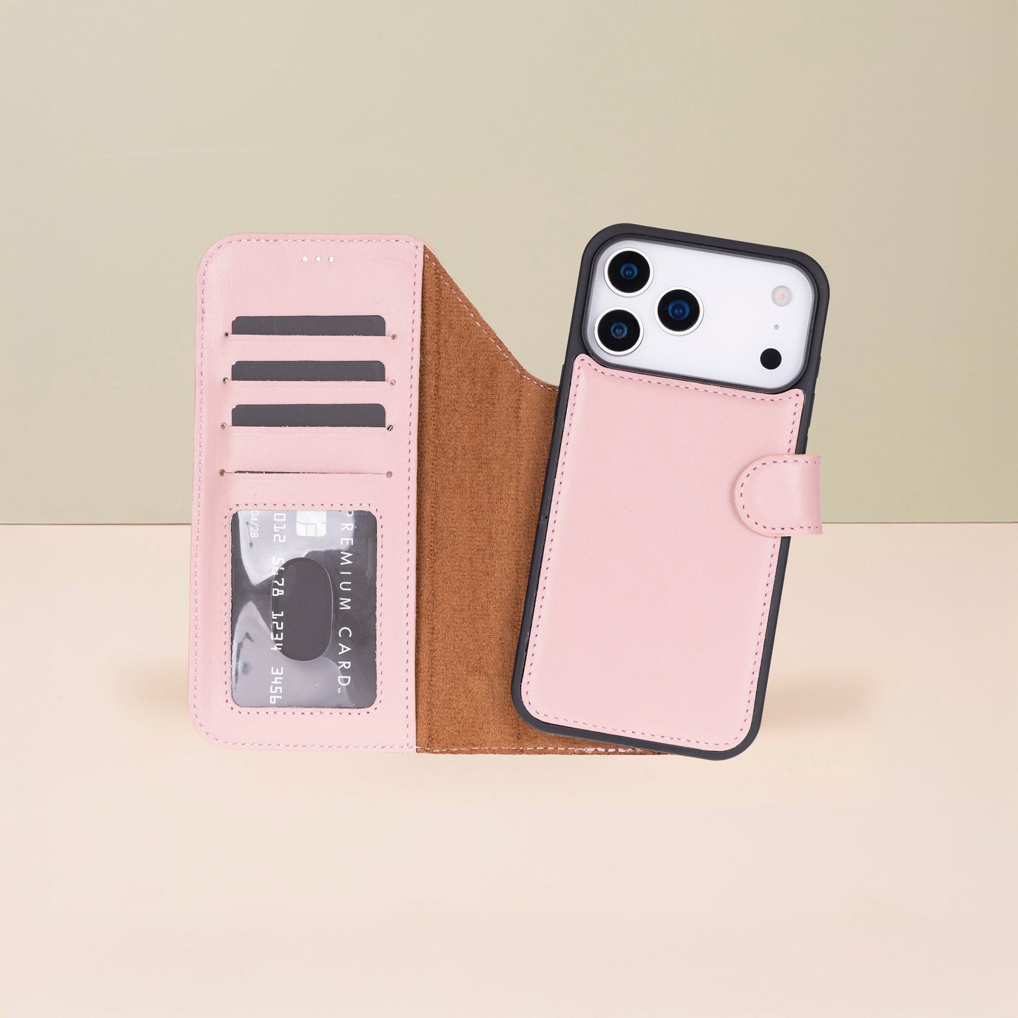 Leather iPhone 18 Pro  Wallet Case – Pink - Austin