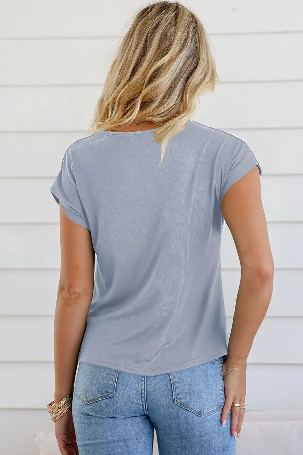 Women's Tee - Cowl Neck Short Sleeve - Casual Basic Top