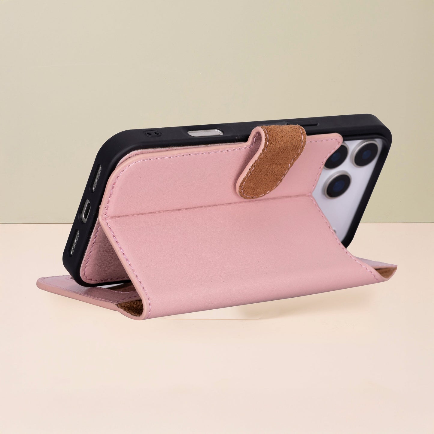 Leather iPhone 18 Pro  Wallet Case – Pink - Austin