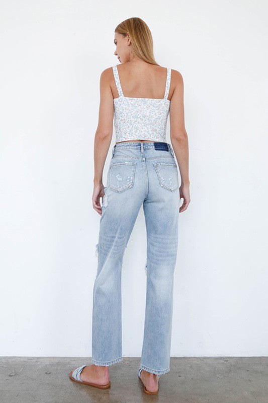 High Waist Ripped Loose Fit Jeans