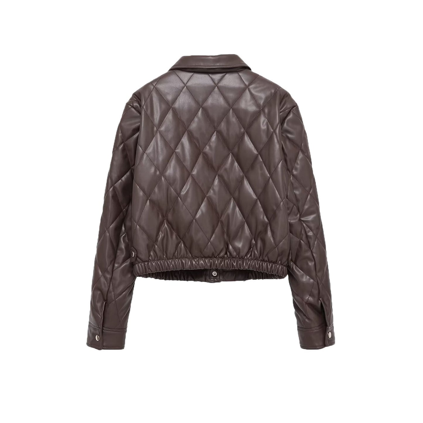 Women's Jacket Quilted Faux Leather BYMANYC ® New York SOHO BROWN LEATHER BOMBER - New Collection