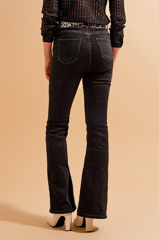 HIGH WAISTED FLARE JEANS IN BLACK