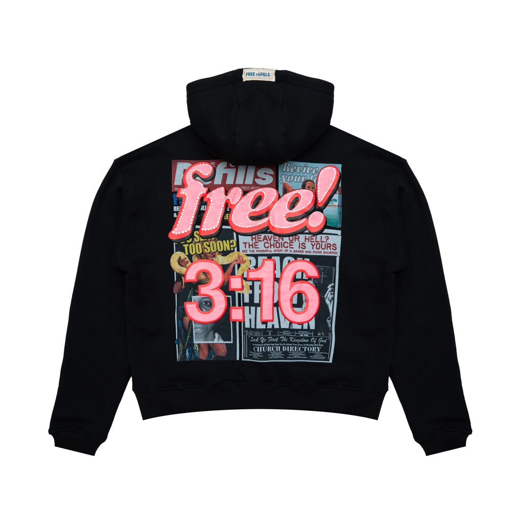 Tabloid Zip-Up Hoodie - Black