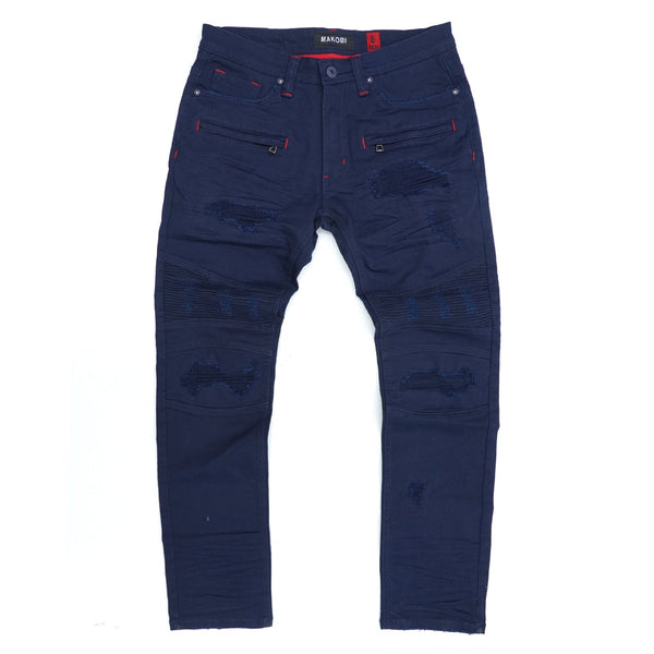 M1926 - Makobi Core Denim Biker Jeans - Navy