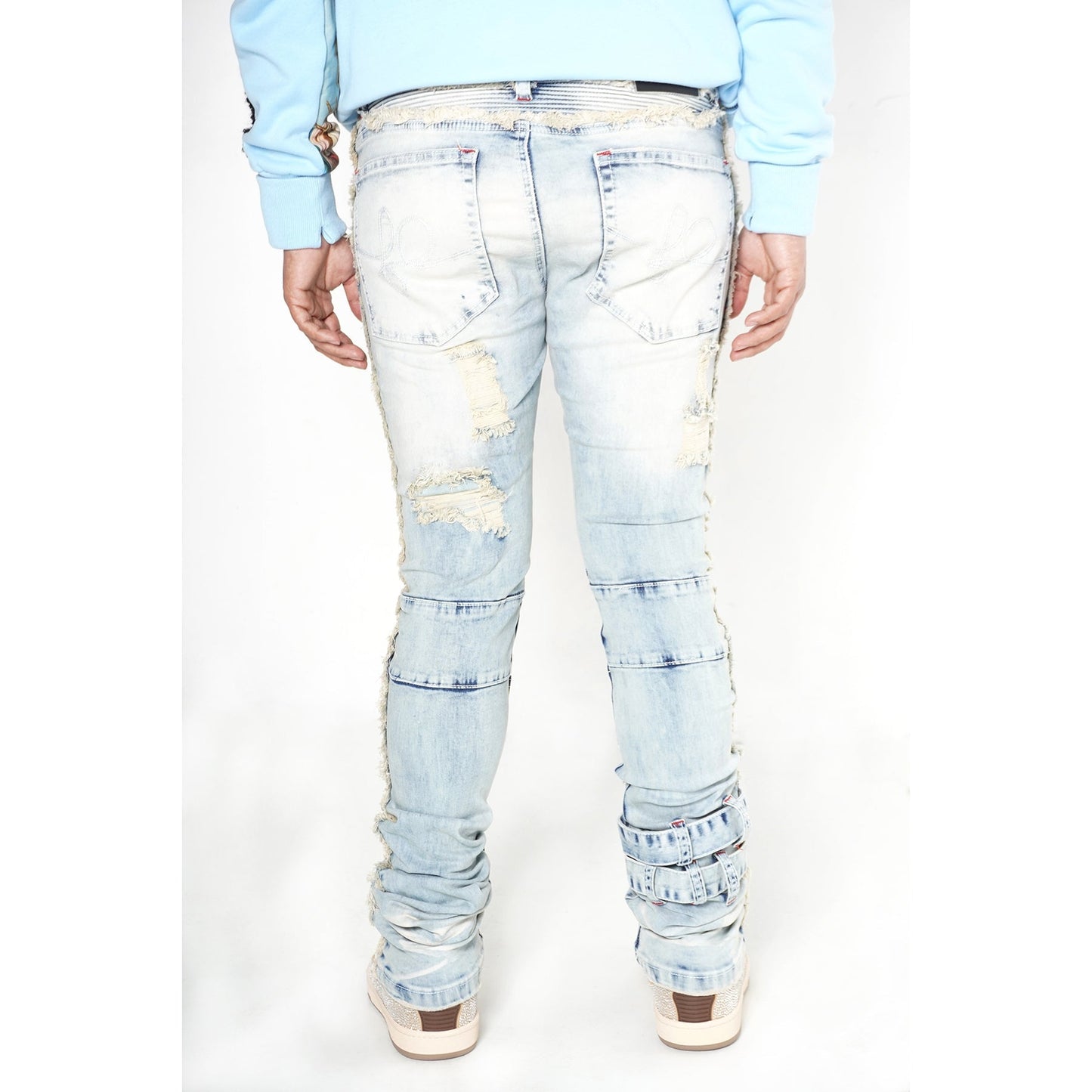 F1779 Shredded Stack Jeans - Light Wash