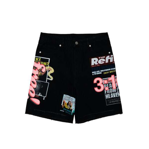 Tabloid Denim Jorts - Black Wash