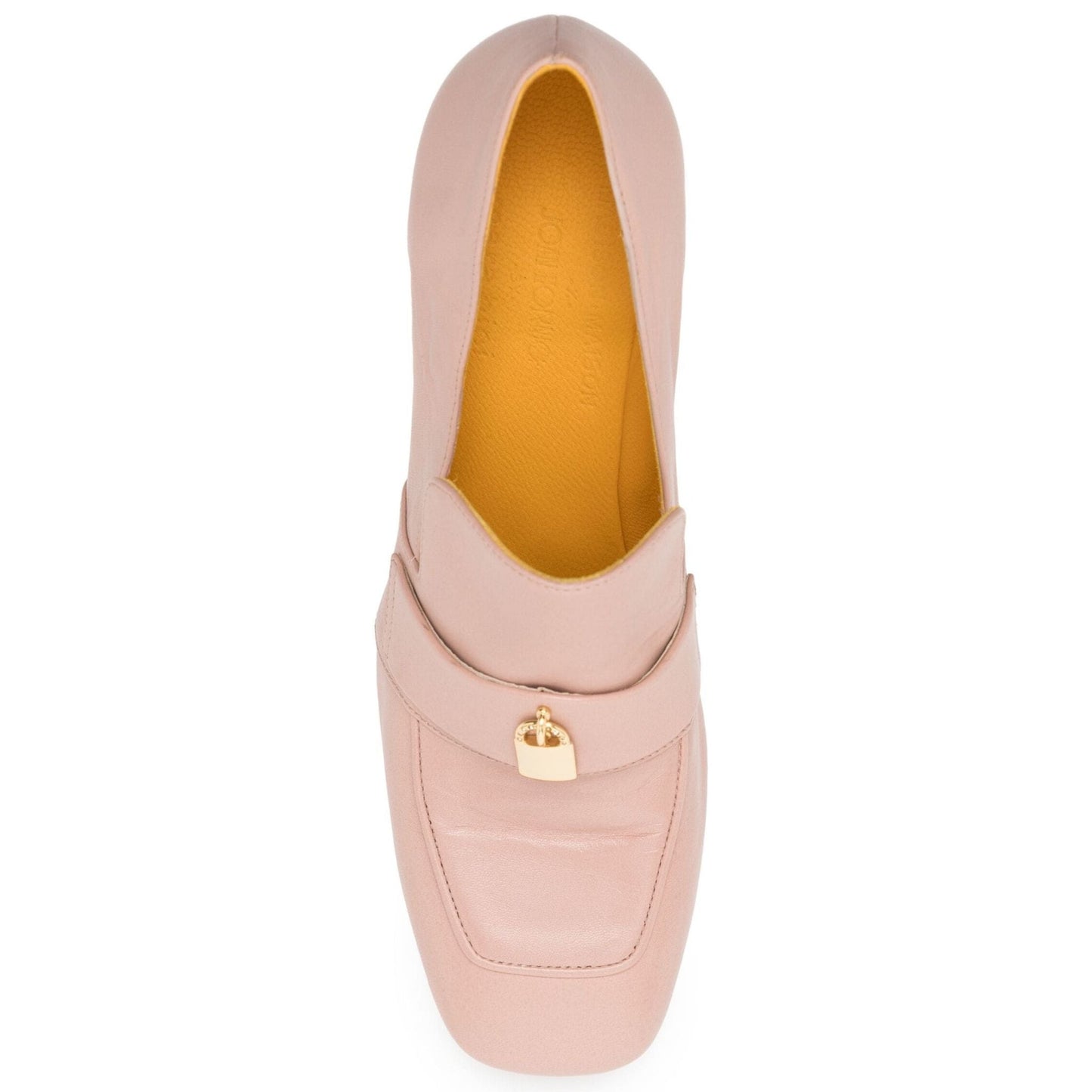 Light Pink Leather Lock Heel Loafer