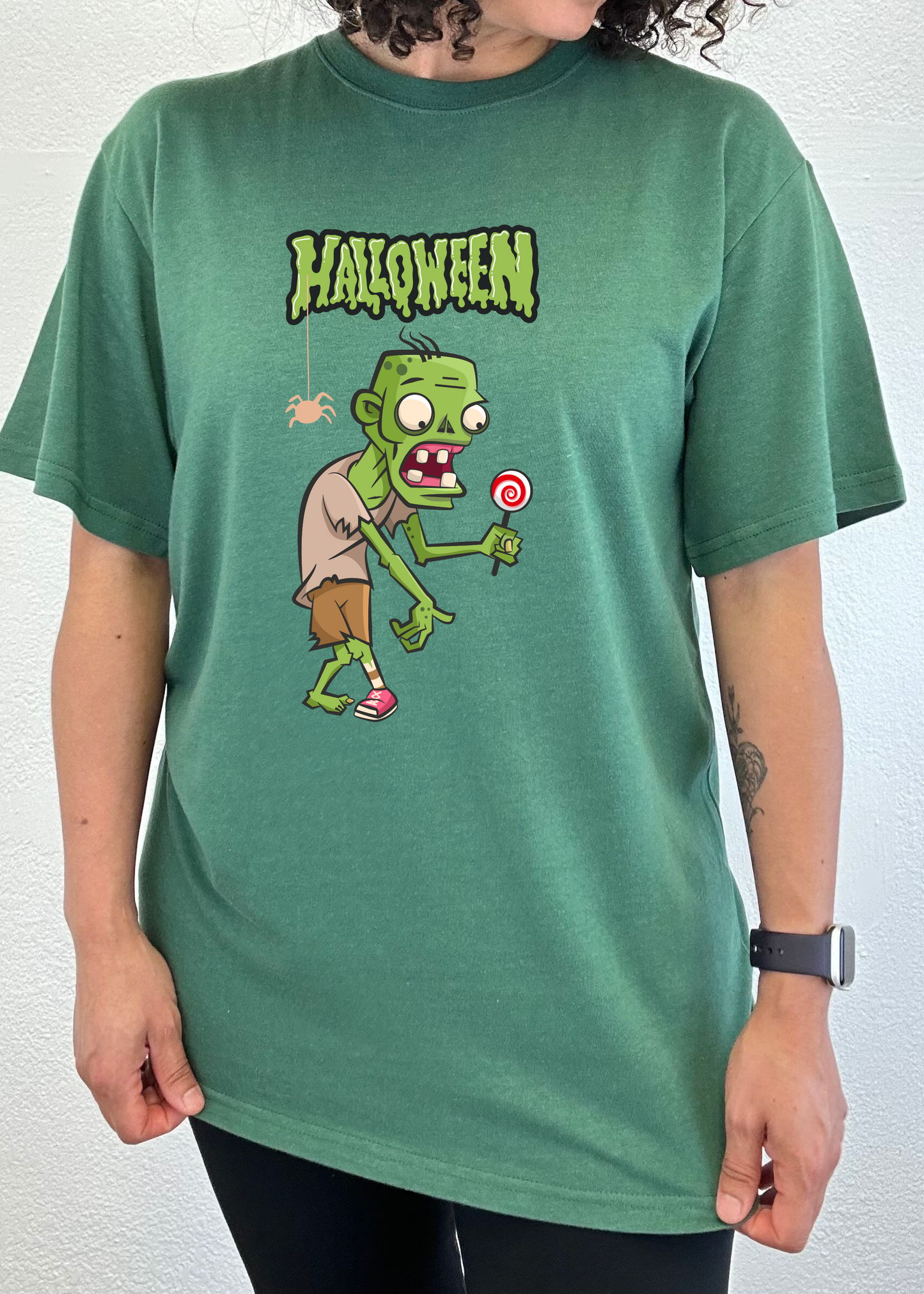 Halloween Green Monster Unisex Bamboo Viscose/Organic Cotton Short Sleeve Graphic T-Shirt
