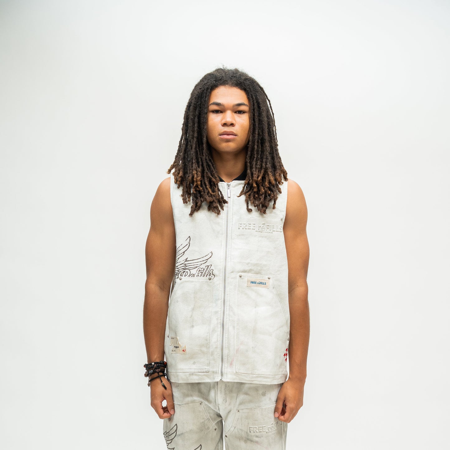 Service Grunge Vest Jacket - Cream
