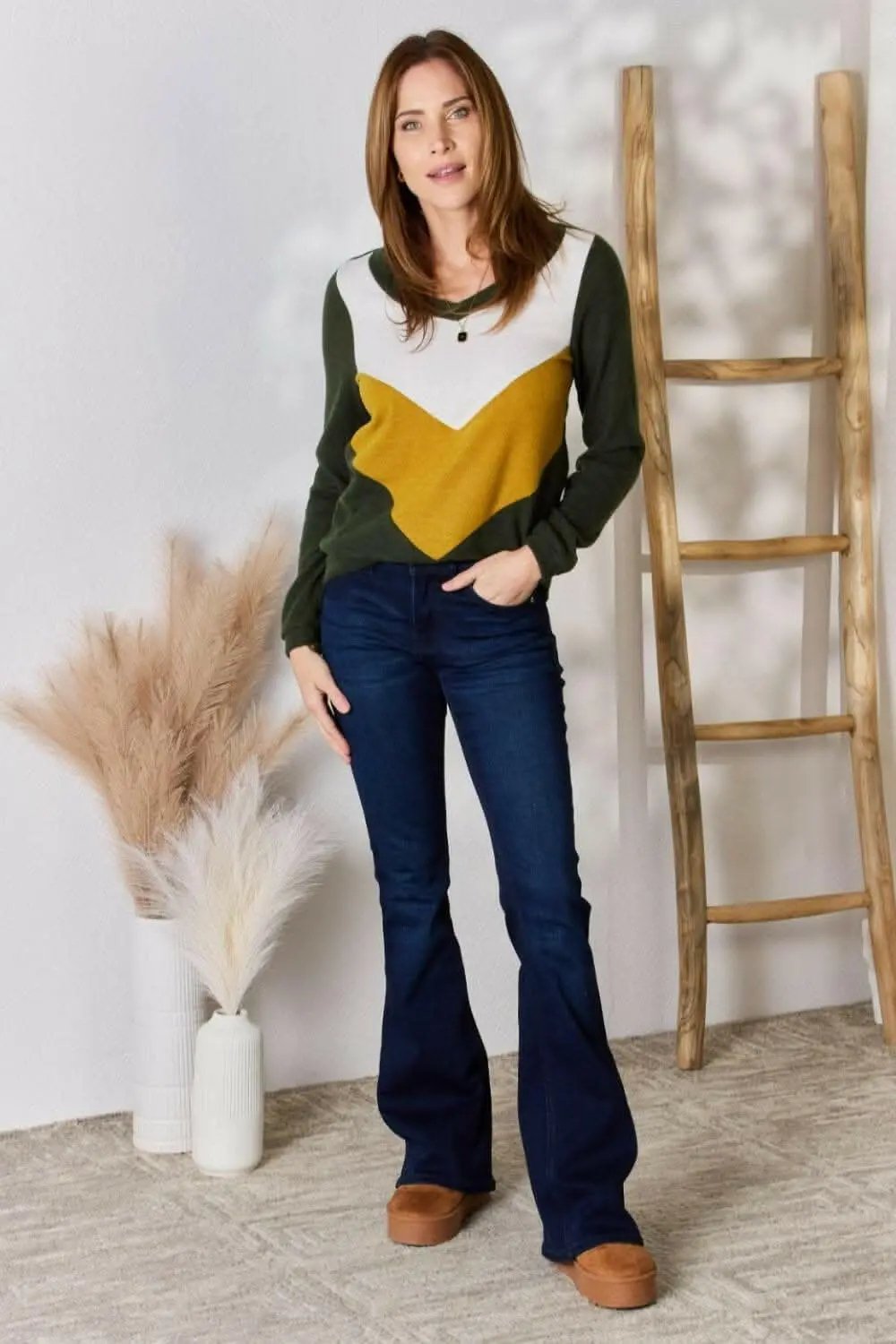 Trendsi Hailey & Co Plus Size Colorblock Blouse