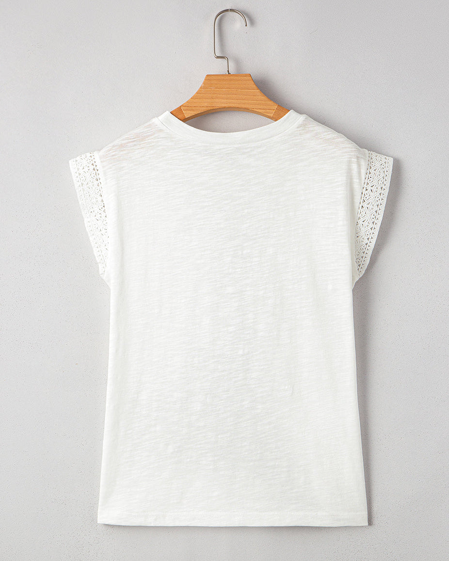 Maisy Lace Cap Sleeve Round Neck Top
