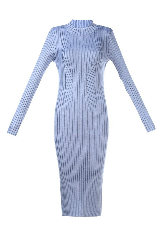 Full Sleeved Rib Knit Bodycon Dress