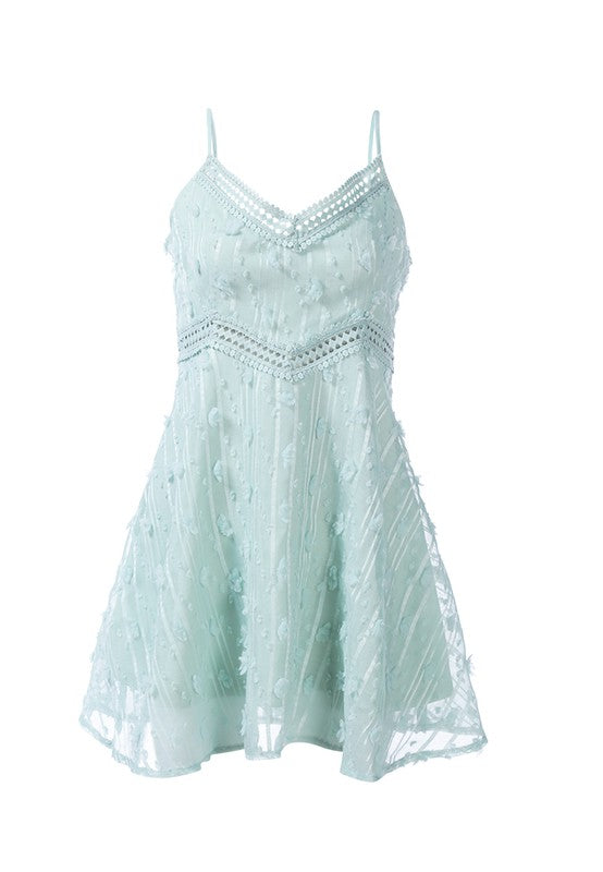 Lace Detail Dobby Slip Dress