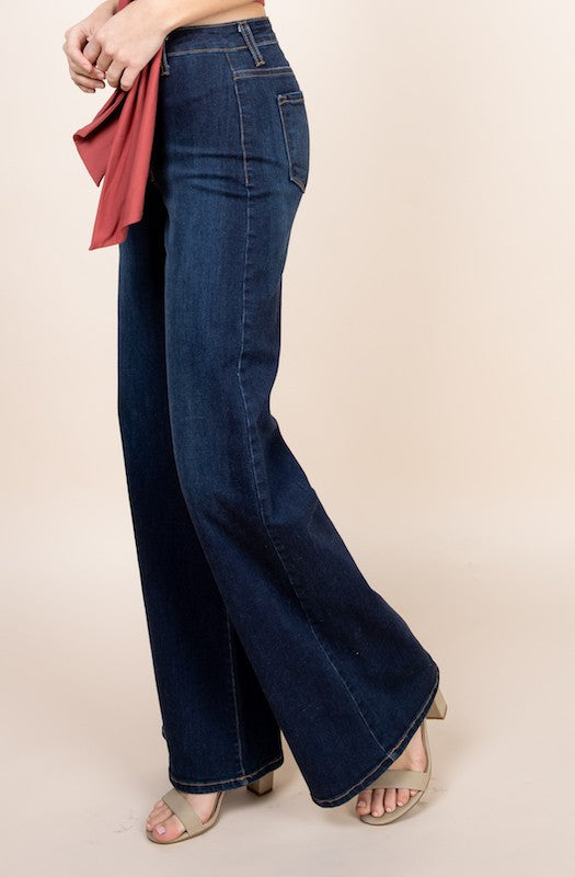 Wide Leg High Rise Denim Jeans