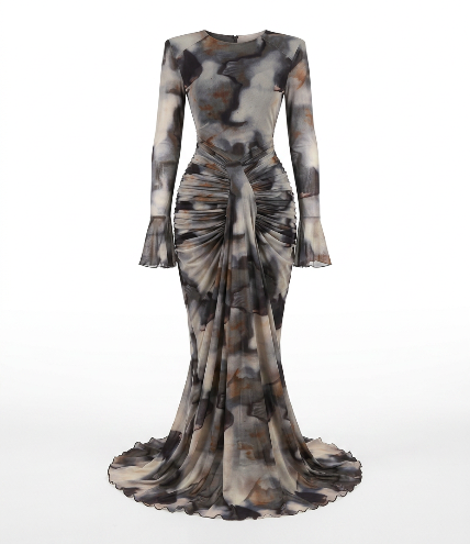 Limitless Printed Ruched Maxi Dress