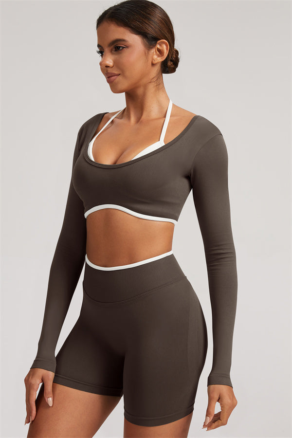 The Elevate Long Sleeve Crop top Shorts 2-Piece Set