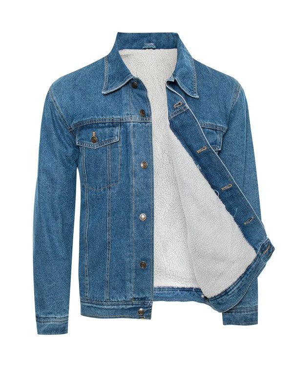 MEN'S DENIM JACKET SHERPA LINING.