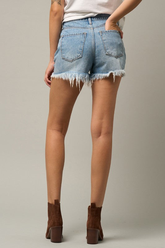 Crossover Premium Denim Mom Shorts