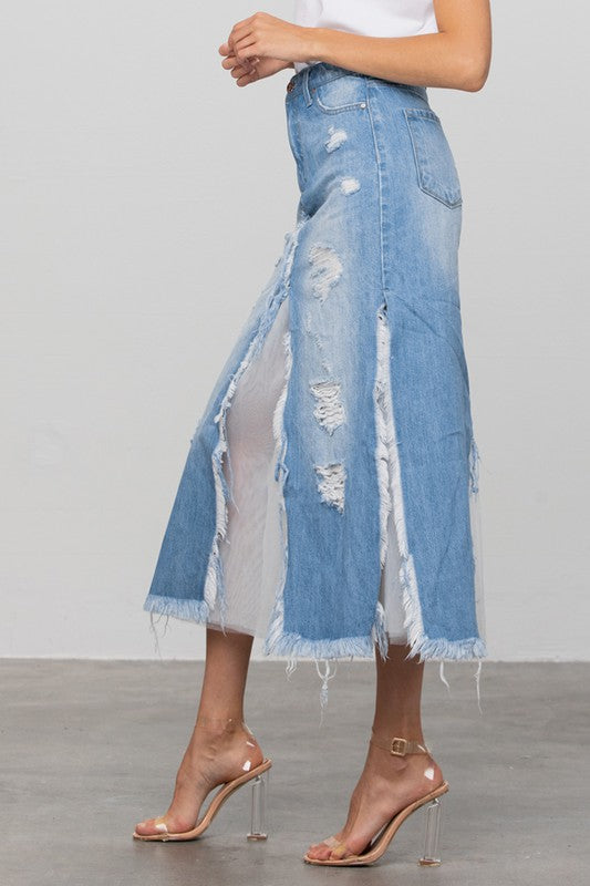 LONG LENGTH DENIM SKIRT