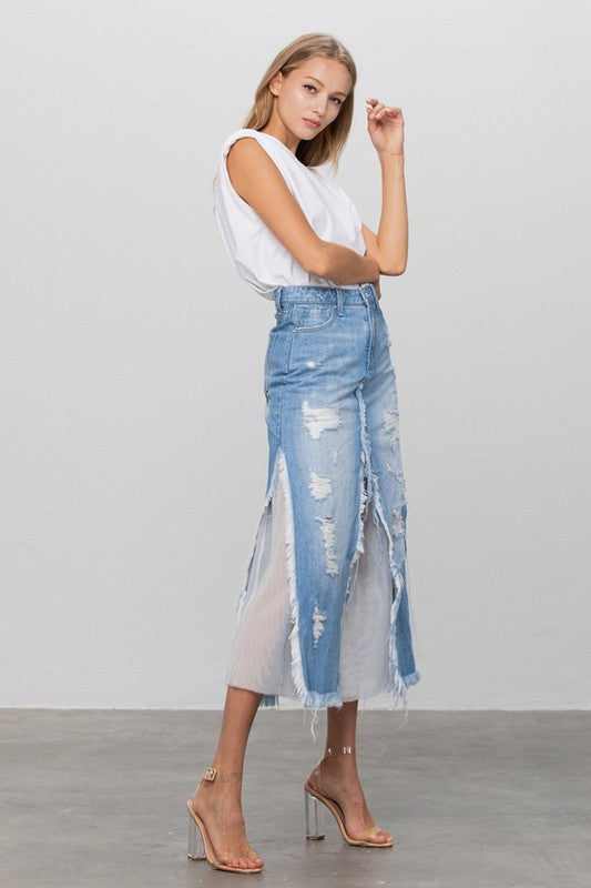 LONG LENGTH DENIM SKIRT