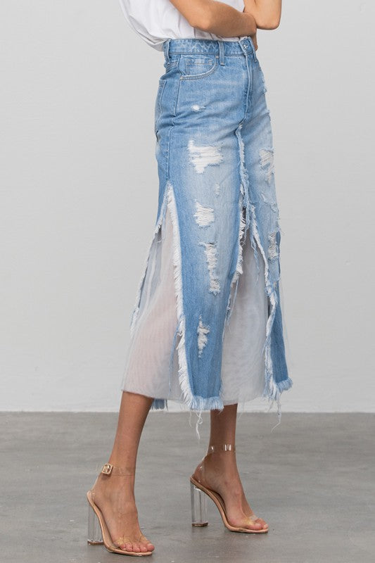 LONG LENGTH DENIM SKIRT