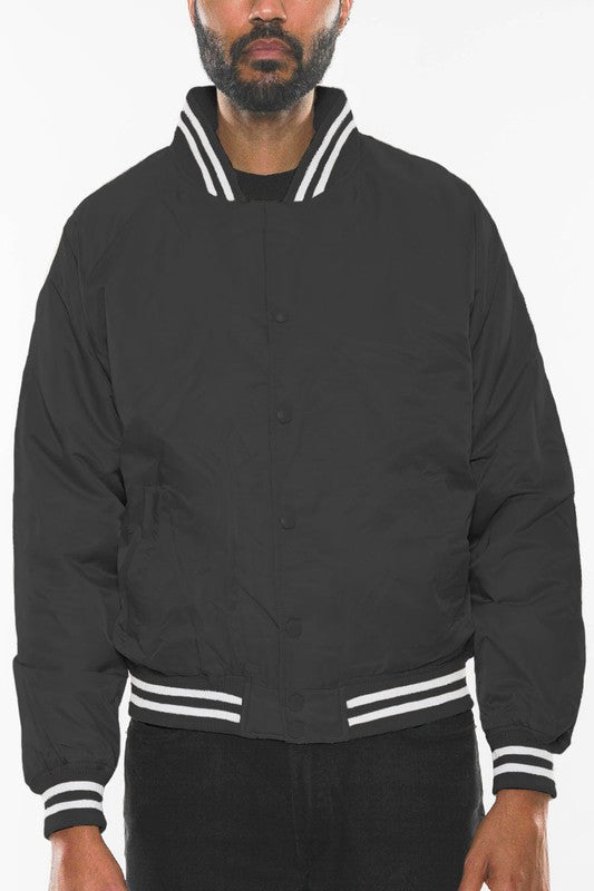 Mens Polyester Windbreaker Winter Bomber Jacket –