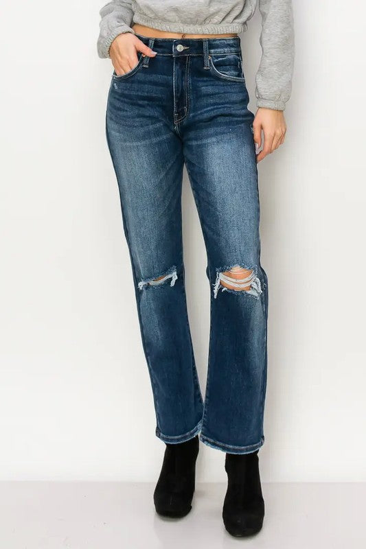 Ariel High Rise Stretch Distressed Straight