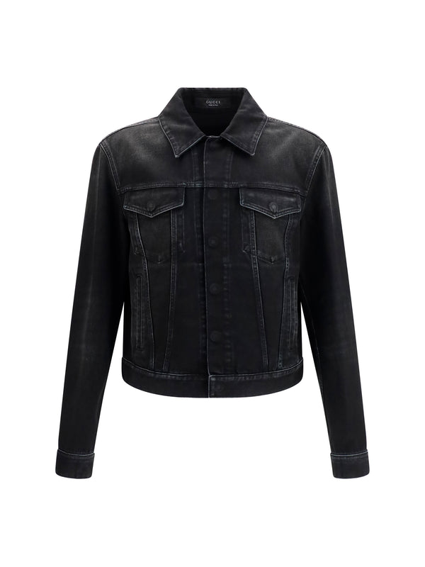 GG Jacquard Denim Jacket in Black
