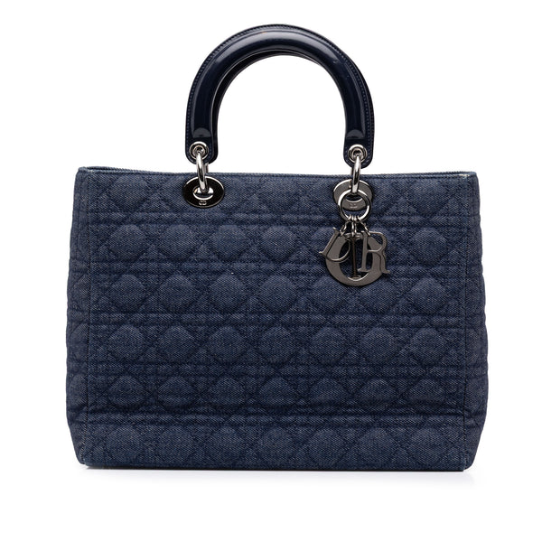 Denim Cannage Satchel (Pre-Owned)
