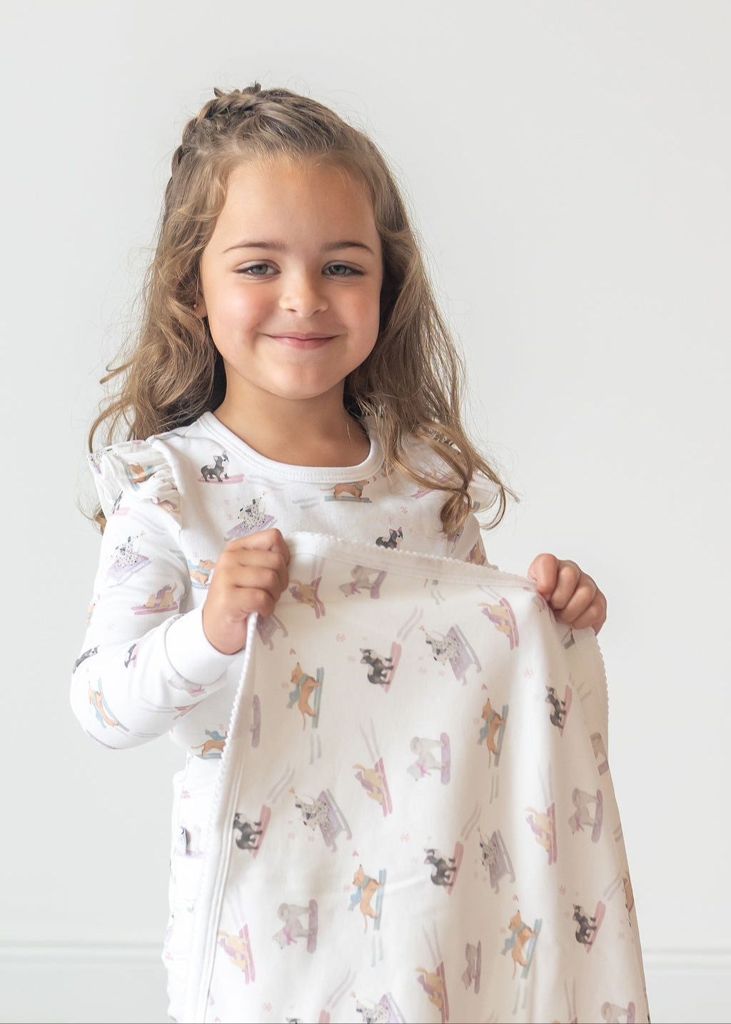 Ski Pups Girl Pima Baby Blanket