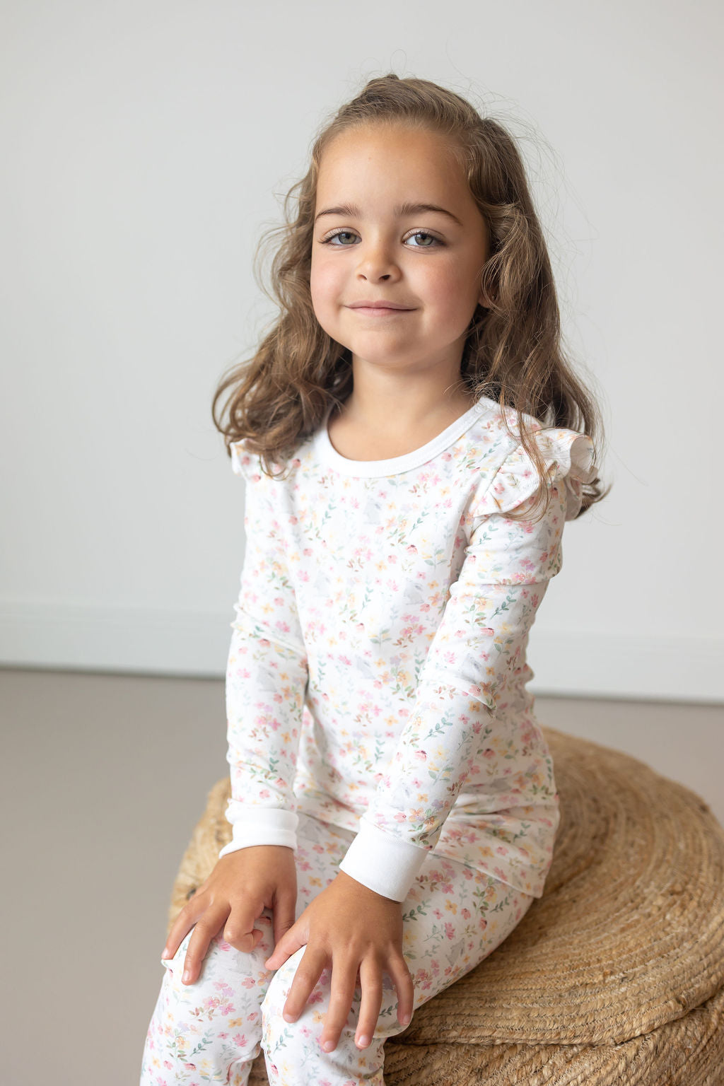 Winter Flowers Pima Long Pajama Set