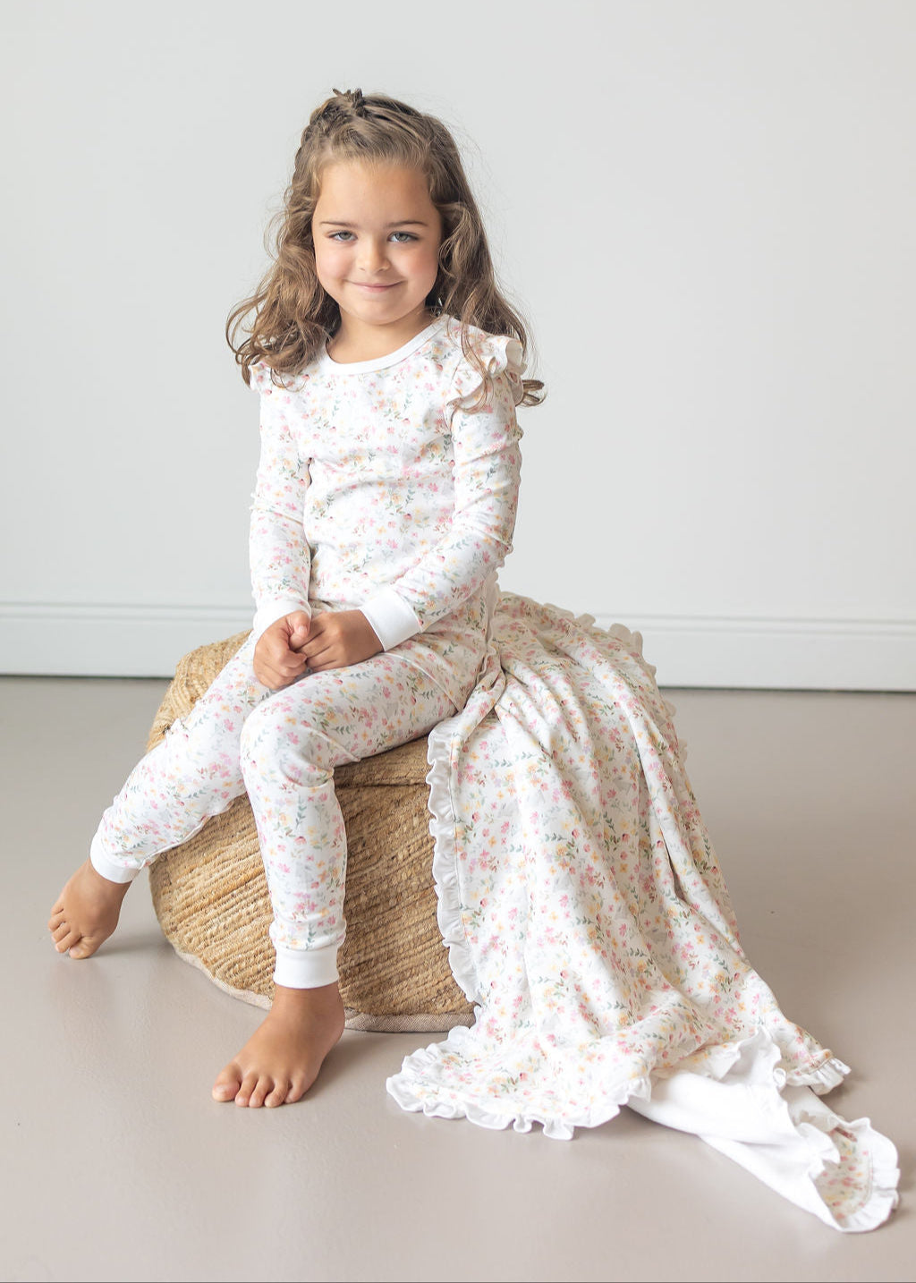 Winter Flowers Pima Long Pajama Set