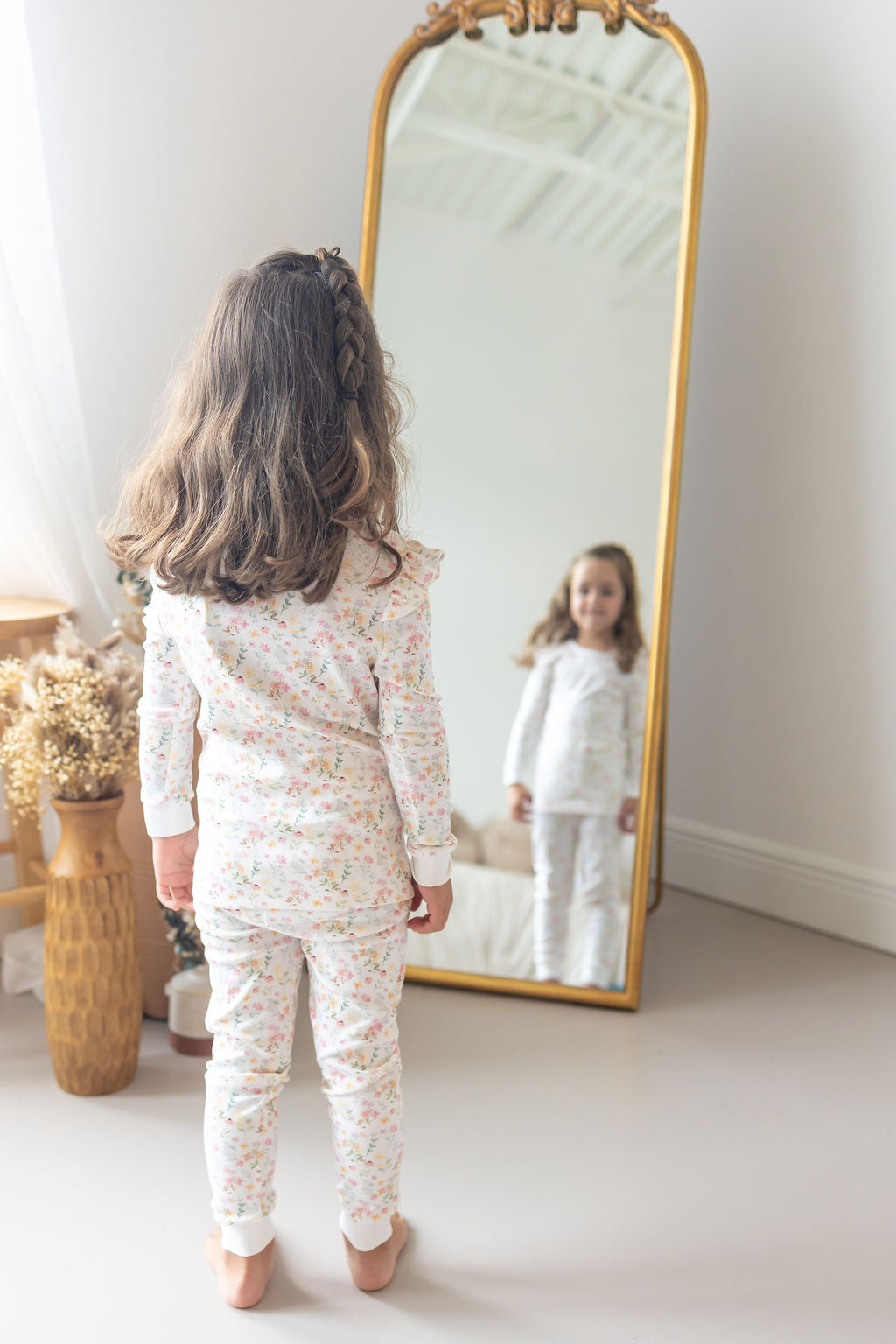 Winter Flowers Pima Long Pajama Set