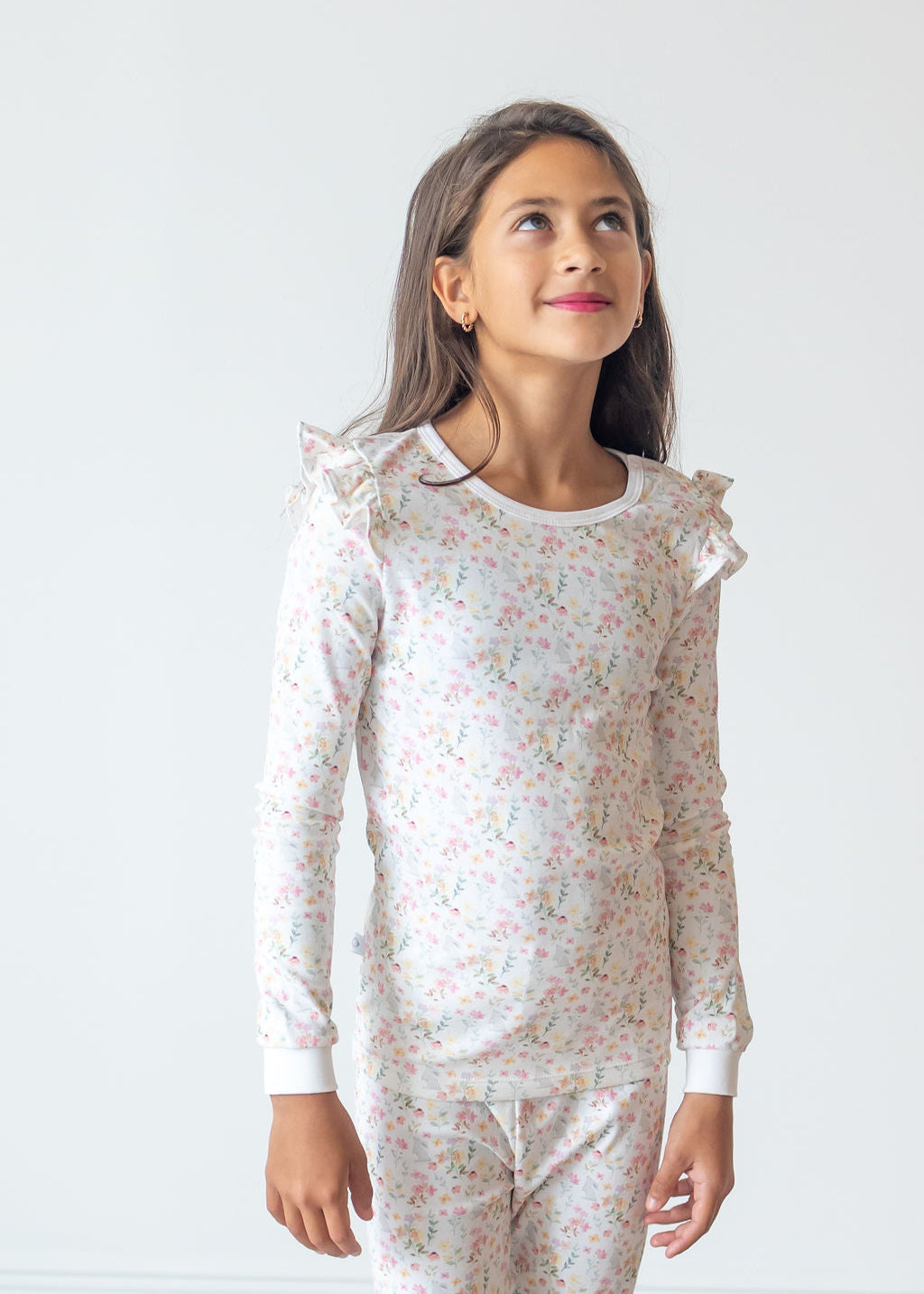 Winter Flowers Pima Long Pajama Set