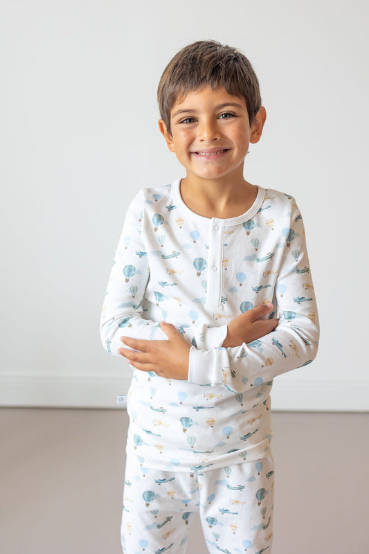Little Airplanes Pima Long Pajama Set