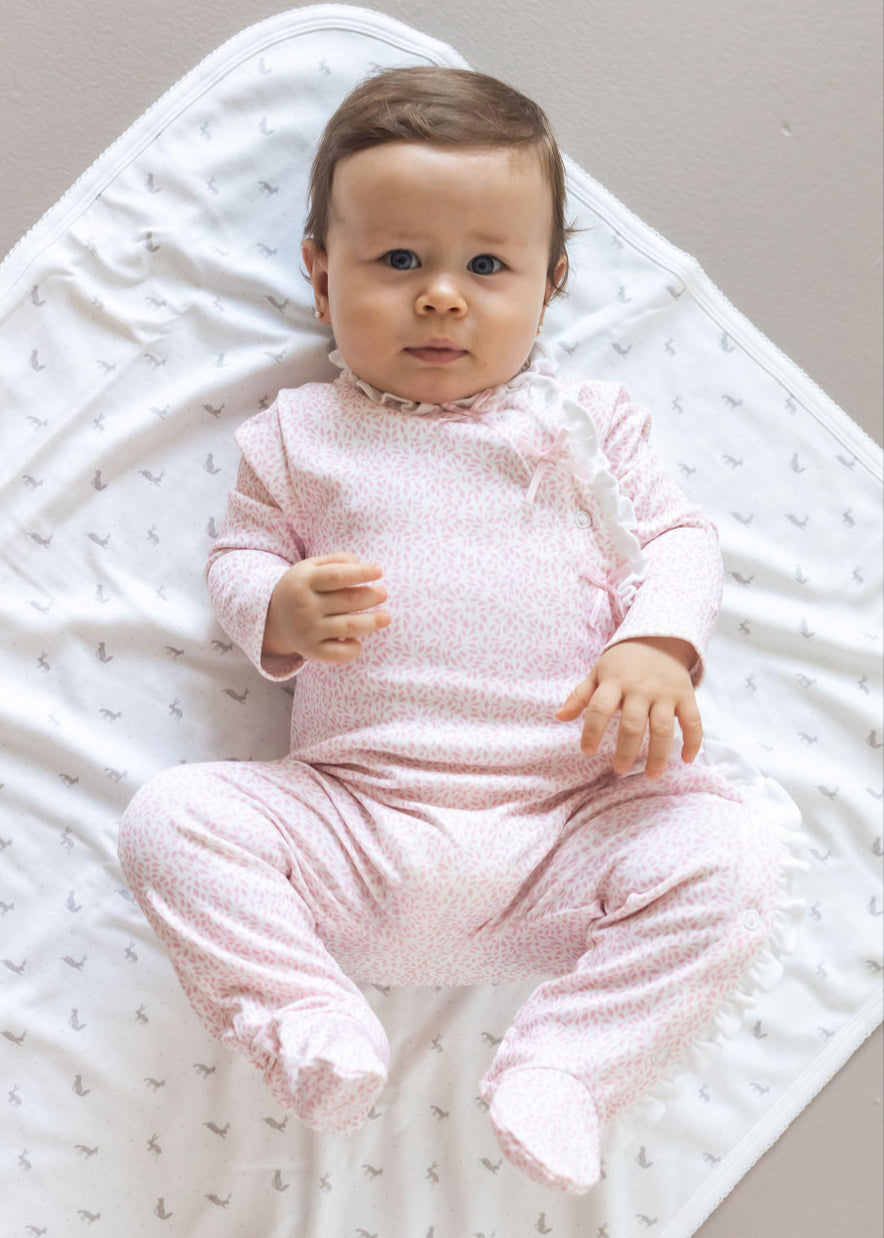 Pink Leaves Pima Baby Pajama