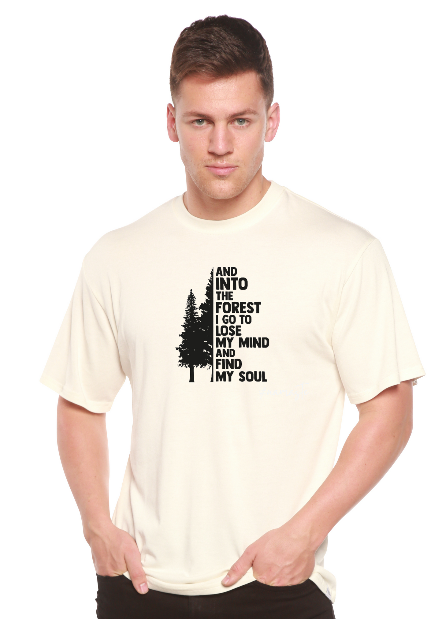 And Into The Forest I Go Men's Bamboo Viscose/Organic Cotton Short Sleeve Graphic T-Shirt
