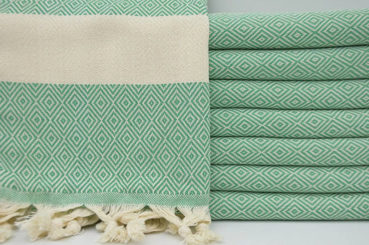 Turkish Bath Towel - 100% Cotton - Green Venice Design