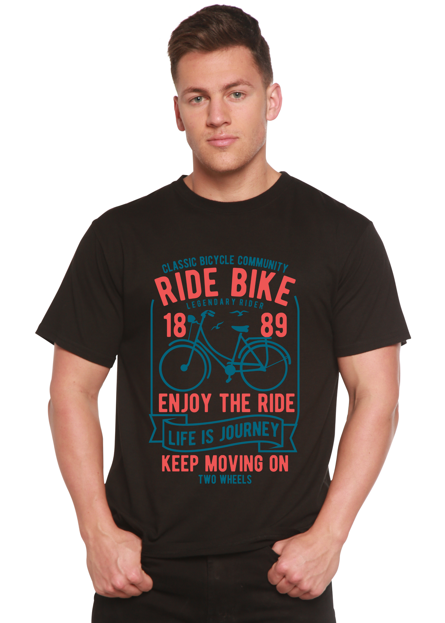 Ride Bike Spun Bamboo® Men's Bamboo Viscose/Organic Cotton Short Sleeve Graphic T-Shirt