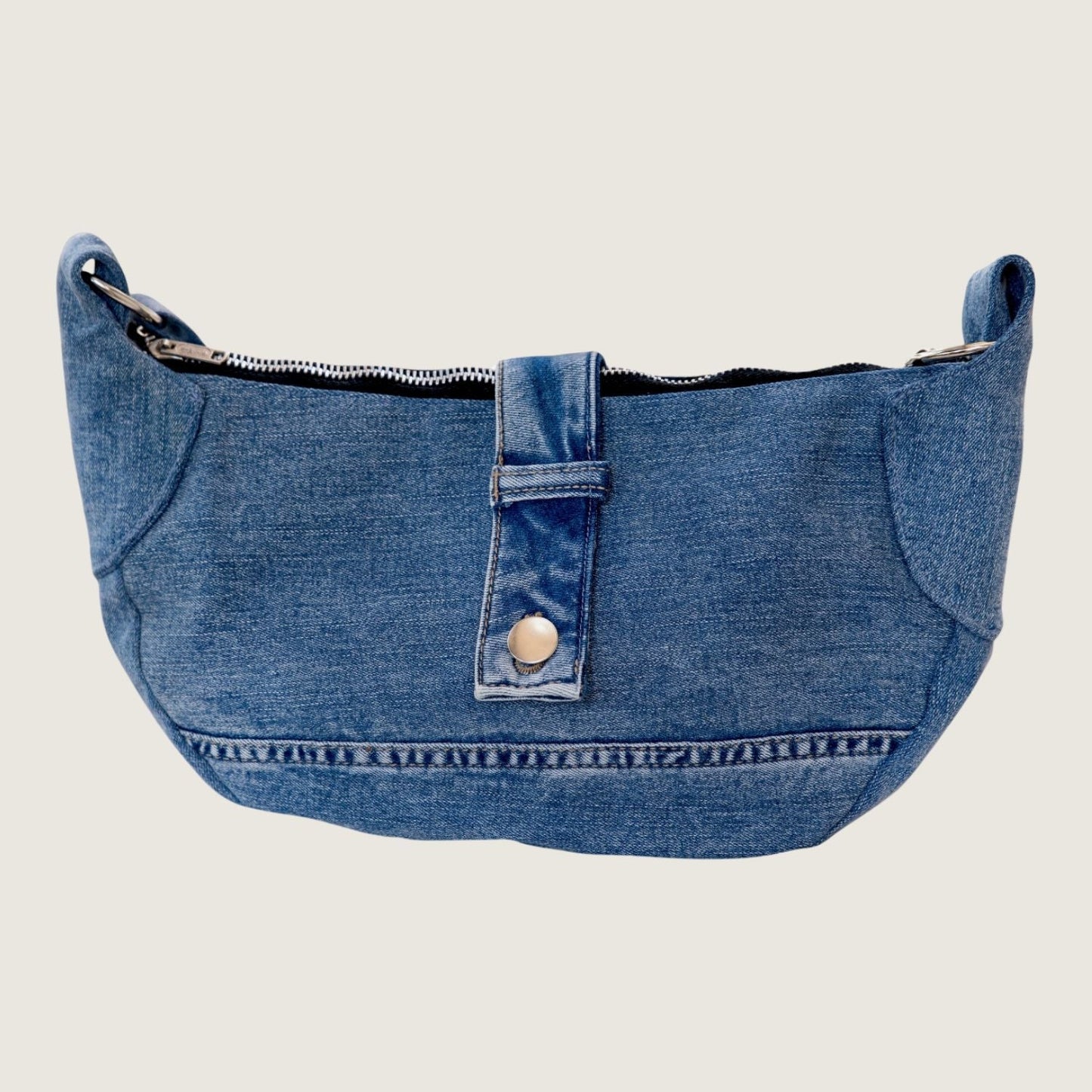 Brooklyn Crescent / Upcycled Denim Crossbody Light Blue