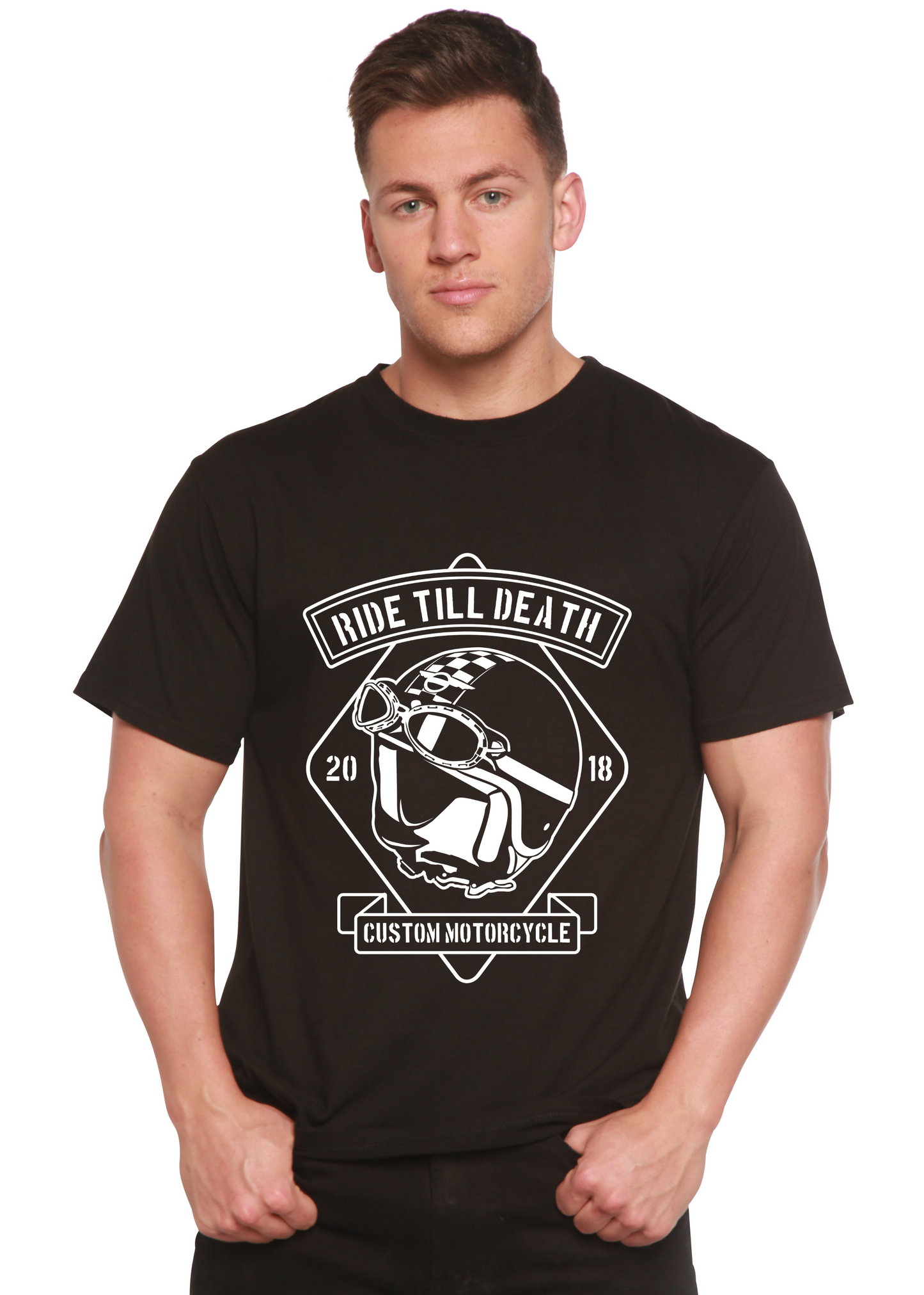 Ride Till Death Spun Bamboo® Men's Bamboo Viscose/Organic Cotton Short Sleeve Graphic T-Shirt