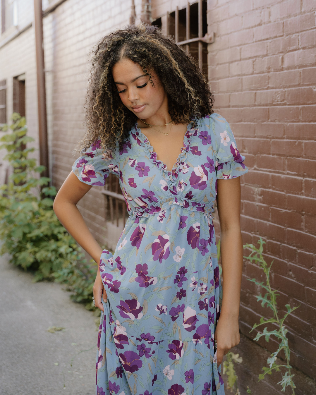 Haisley V Neck Short Sleeve Maxi Dress