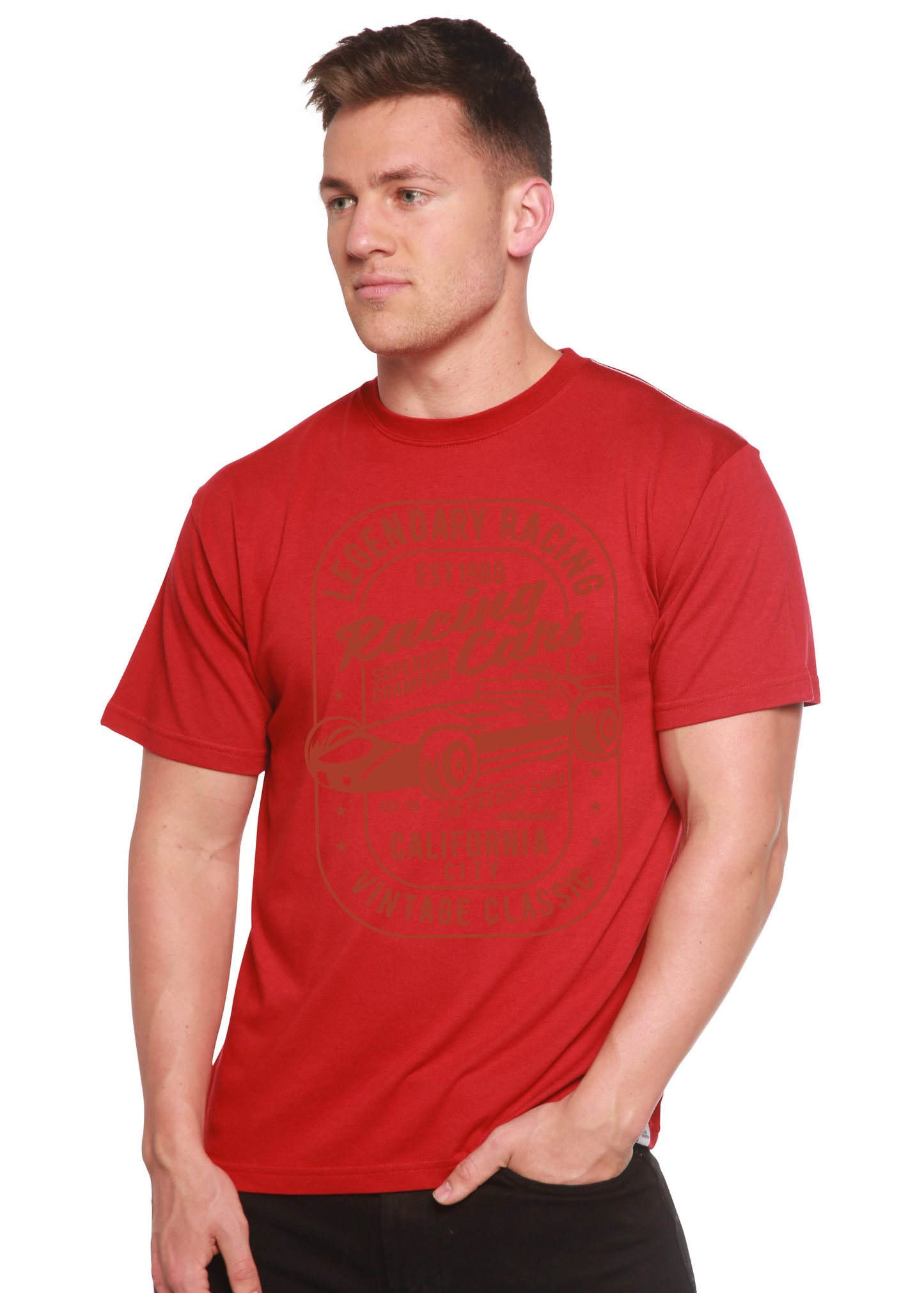 Legendary Racing Cars Men's Bamboo Viscose/Organic Cotton Short Sleeve Graphic T-Shirt