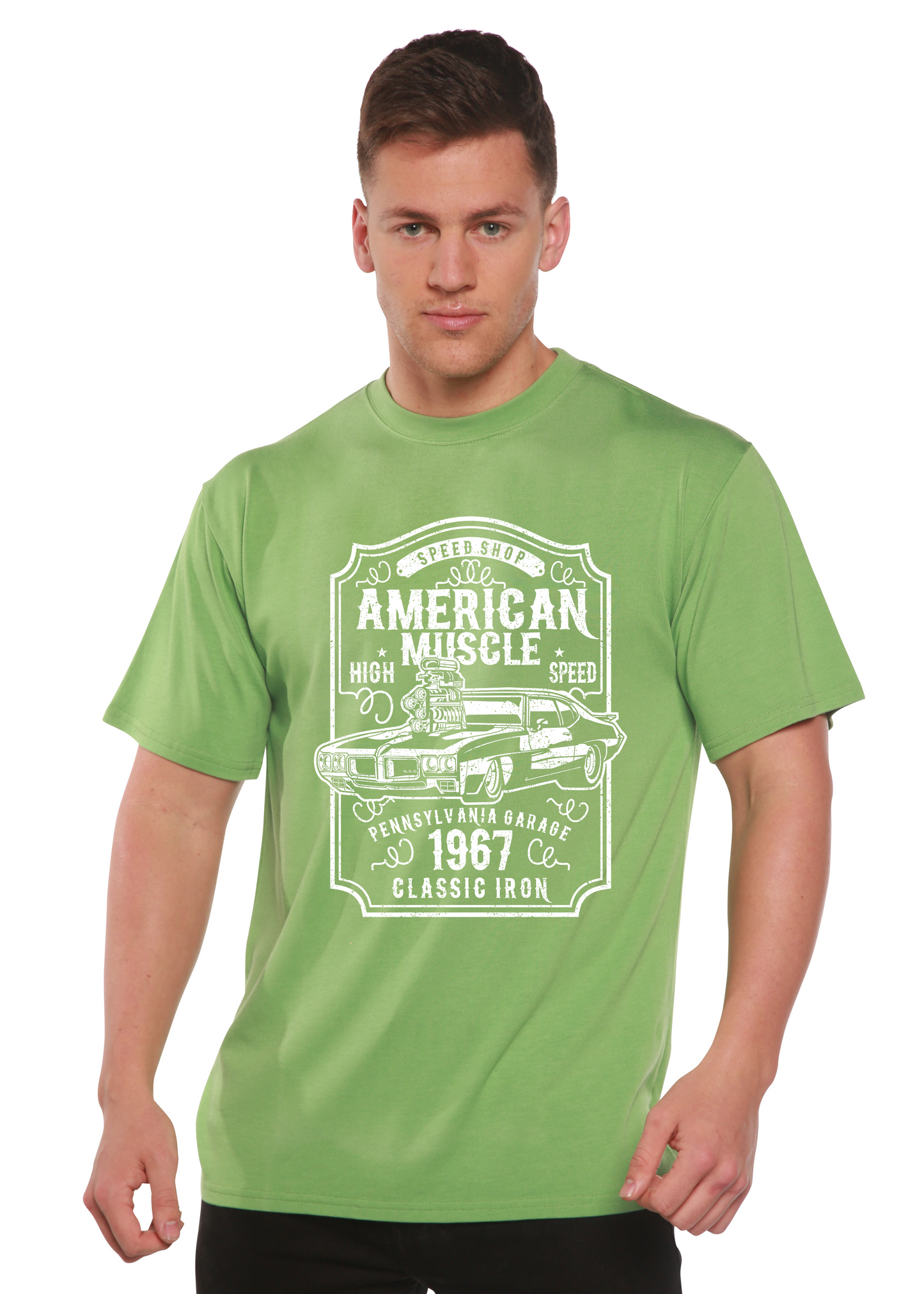 American Muscle Men's Bamboo Viscose/Organic Cotton Short Sleeve Graphic T-Shirt