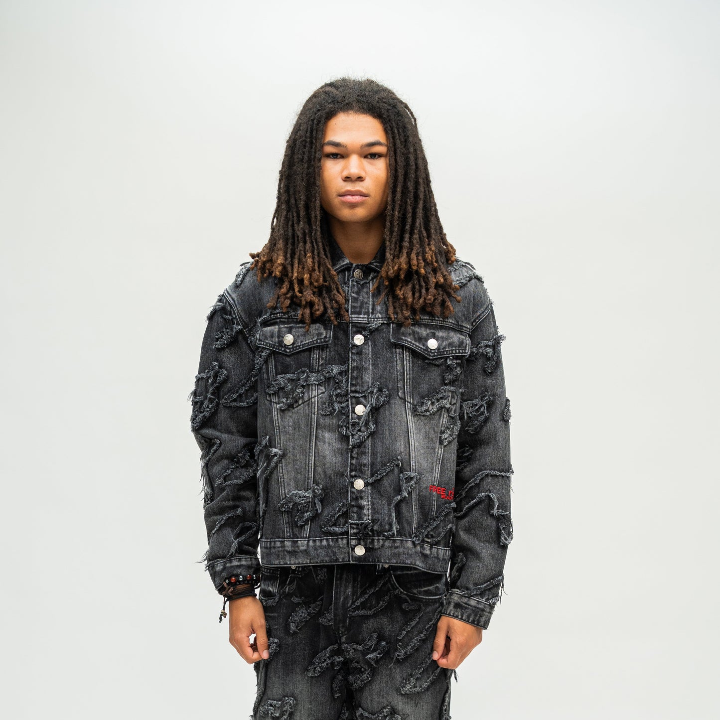 Checks Distressed Jacket - Black