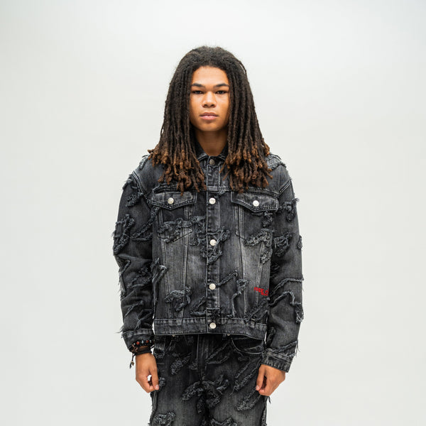Checks Distressed Jacket - Black