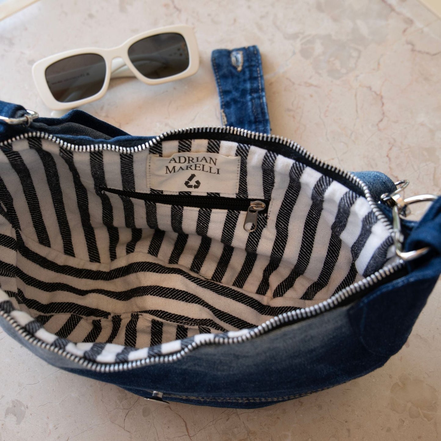 Brooklyn Crescent — Upcycled Denim Crossbody