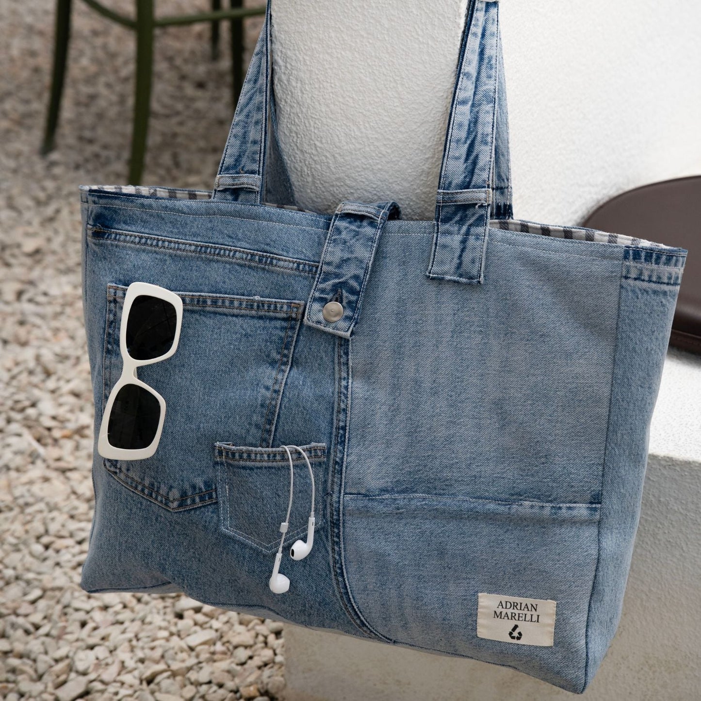 Brooklyn Heritage Tote / Recycled Denim White