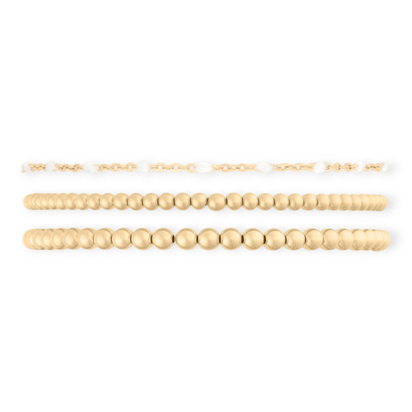 white daisy + juno bracelet triple stack (3+4mm)