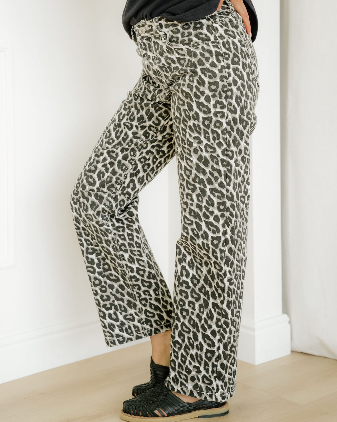 Winona Leopard Print Barrel Jeans
